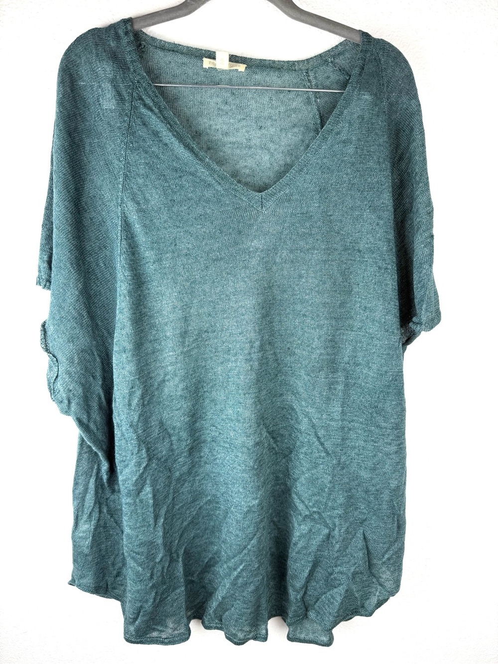 Eileen Fisher Teal V Neck Knit Tunic M